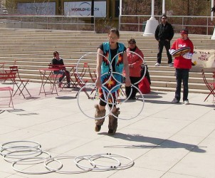 Kelsey Wolver performed a hoop dance in Churchill Square 