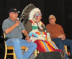 (From left) Elders Clarence (Agar) Wolfleg Sr., Reg Crowshoe, Sykes Powderface