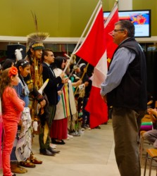 Grand Entry, facing Elder and honoured guest Randy Bottle
