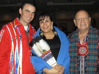 Award winner Deloria Many Grey Horses Violich with husband (left) and father