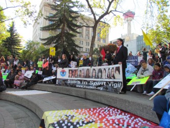 Six hundred candles were lit at Olympic Plaza in Calgary