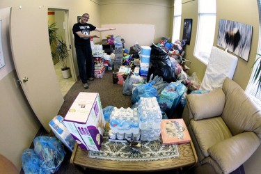 CFWE's Wally Desjarlais begins to sort donations