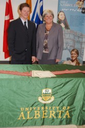 Adam Letourneau, chair of the Rupertsland Institute, and Dru Marshall, deputy pr