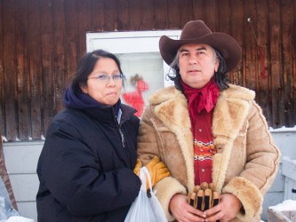 Judy da Silva, with her husband Bepgogoti Kaiapo, outside their home in Grassy N