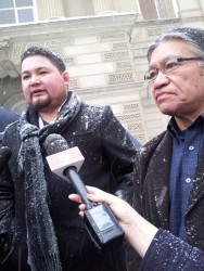 Chief Rex Knapaysweet (left), Fort Albany FN with Ed Metatawabin 