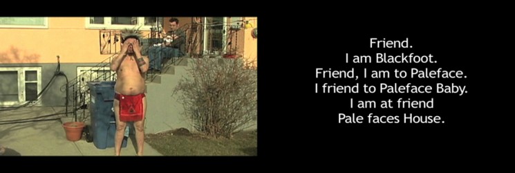 “Friend or Foe,” by Terrance Houle, was one of the pieces displayed by Indigenei