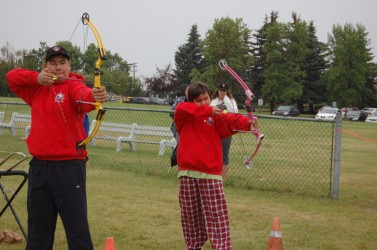 Brothers Keanu Paskemin, 16, (left) and Tristen, 12, of Wetaskiwin practised in 