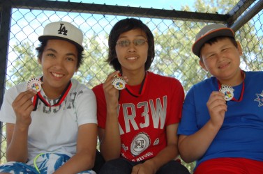 Cleveland Littlechild, 14, Ethan Yellowbird, 14, and Keeshon Littlec