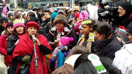 Maggie Cywink at Strawberry Ceremony to honour MMIW. T